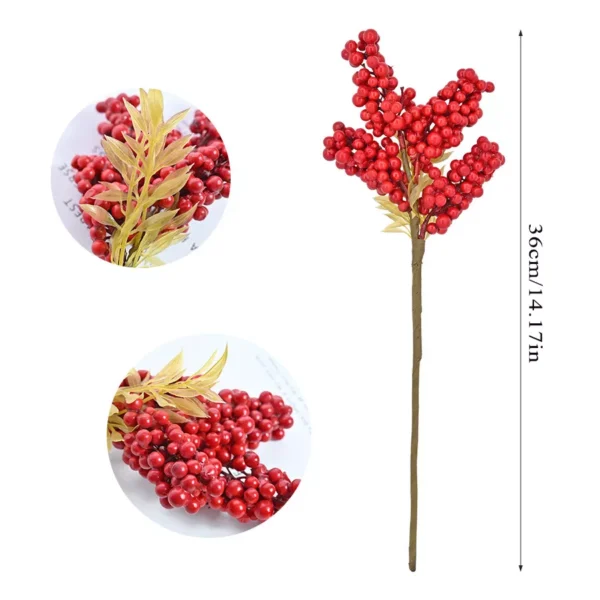 5 PCS Artificial Red Berry Christmas Tree Ornaments - Image 5