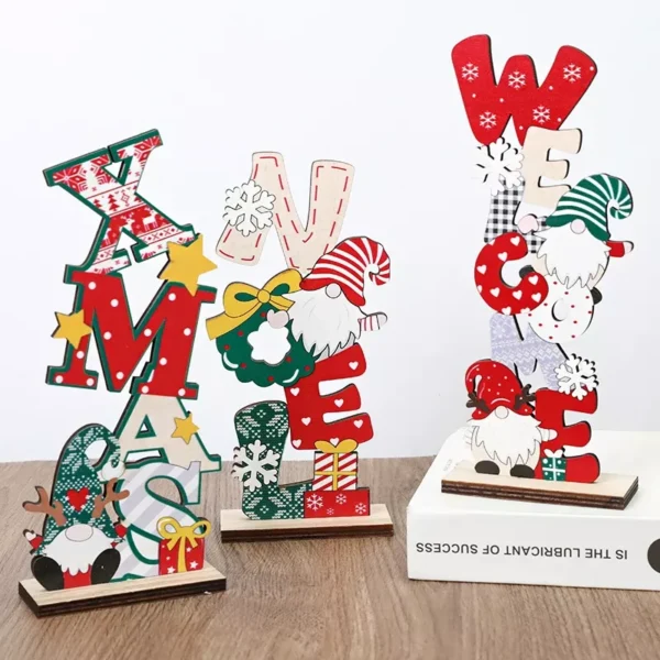 Colorful Wooden Christmas Faceless Gnome Ornaments - Image 6