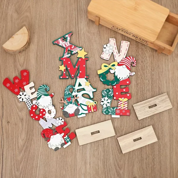 Colorful Wooden Christmas Faceless Gnome Ornaments - Image 5