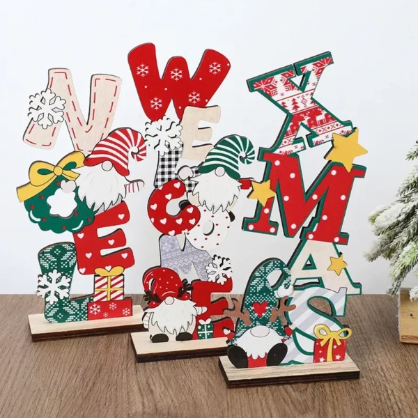 Colorful Wooden Christmas Faceless Gnome Ornaments - Image 4