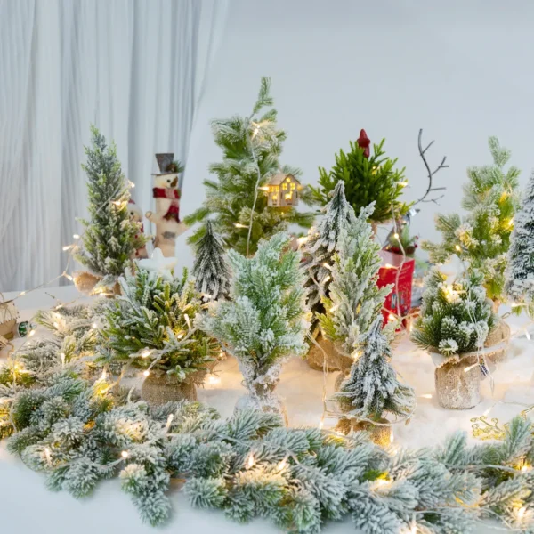 Snow Flocked Mini Pine Christmas Tree - Image 2
