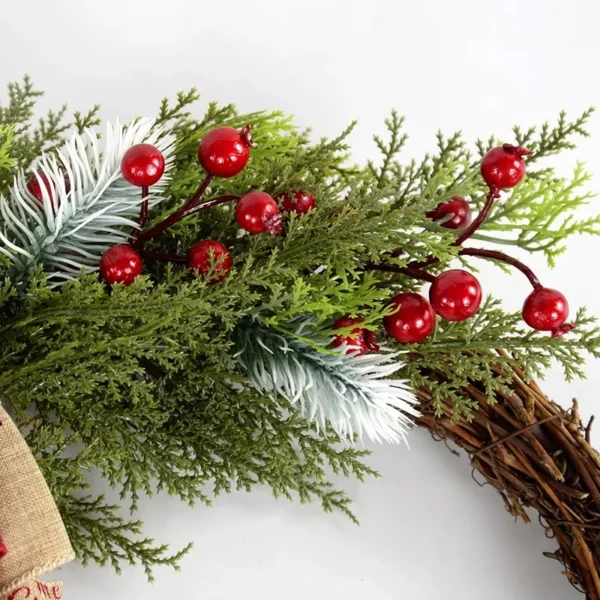 Charming Christmas Wreath Garland with Wooden Truck & Red Berries - Image 5