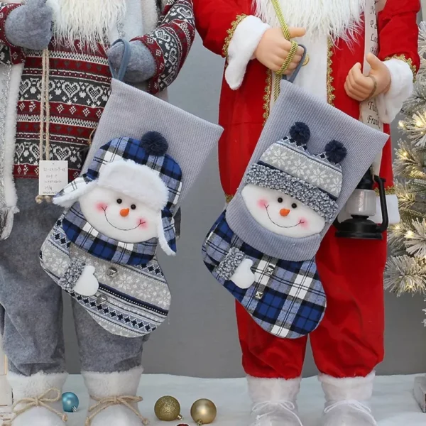 Large Christmas Hanging Socks with Cute Snowman and Kids Design