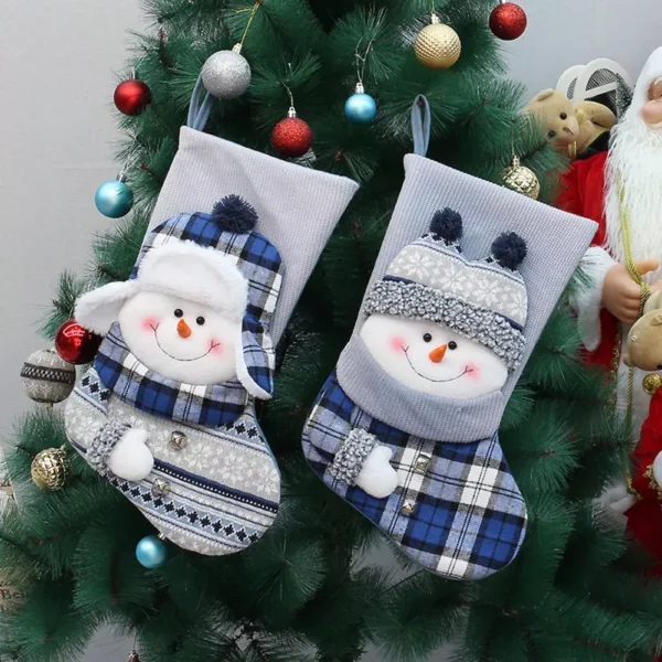 Large Christmas Hanging Socks with Cute Snowman and Kids Design - Image 3