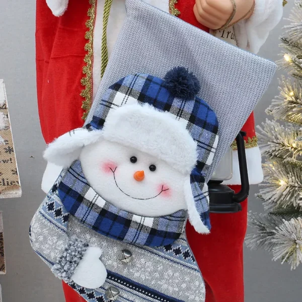 Large Christmas Hanging Socks with Cute Snowman and Kids Design - Image 4