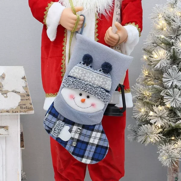 Large Christmas Hanging Socks with Cute Snowman and Kids Design - Image 5