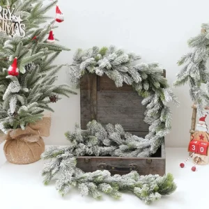 Flocking Cedar Wreath Vine for Christmas Home Decoration