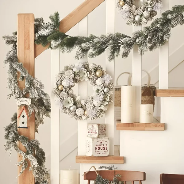 Flocking Cedar Wreath Vine for Christmas Home Decoration - Image 2