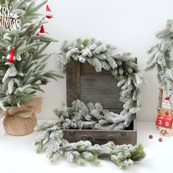 Flocking Cedar Wreath Vine for Christmas Home Decoration - Image 6