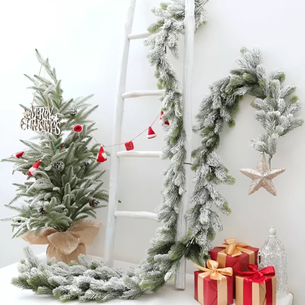 Flocking Cedar Wreath Vine for Christmas Home Decoration - Image 3