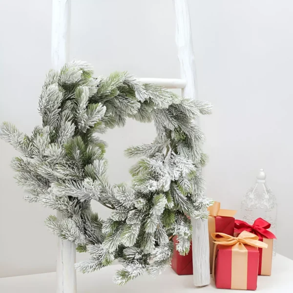 Flocking Cedar Wreath Vine for Christmas Home Decoration - Image 5