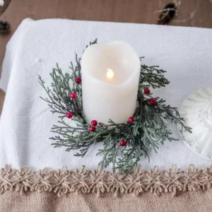 Pine Needle Christmas Candle Ring Wreath