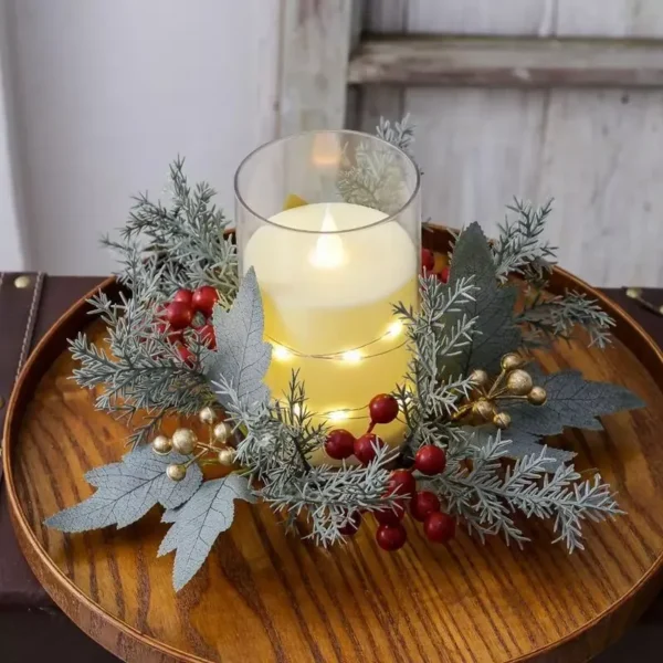 Christmas Berry & Leaf Candle Wreath - Image 2