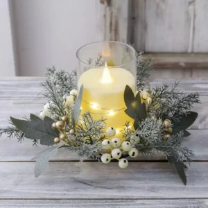 Christmas Berry & Leaf Candle Wreath
