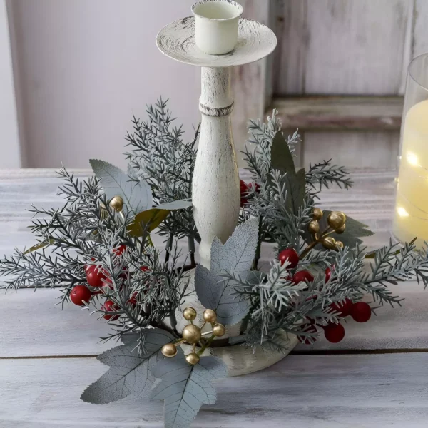 Christmas Berry & Leaf Candle Wreath - Image 5