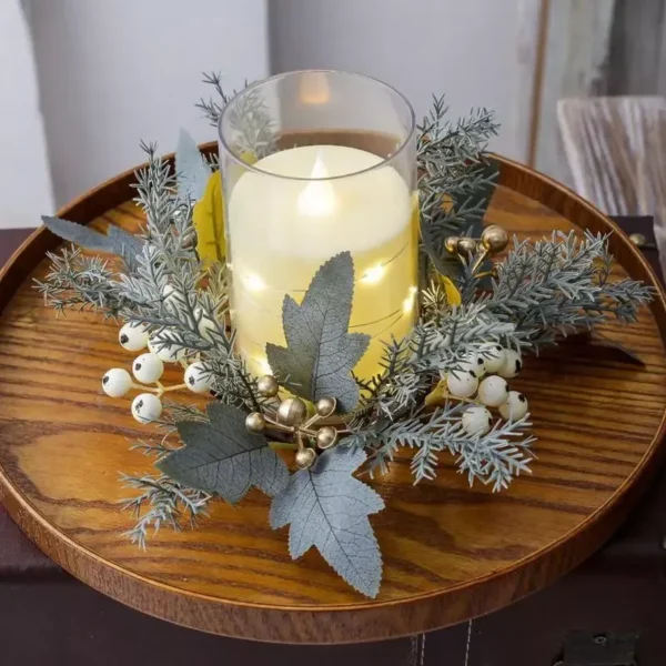 Christmas Berry & Leaf Candle Wreath - Image 3