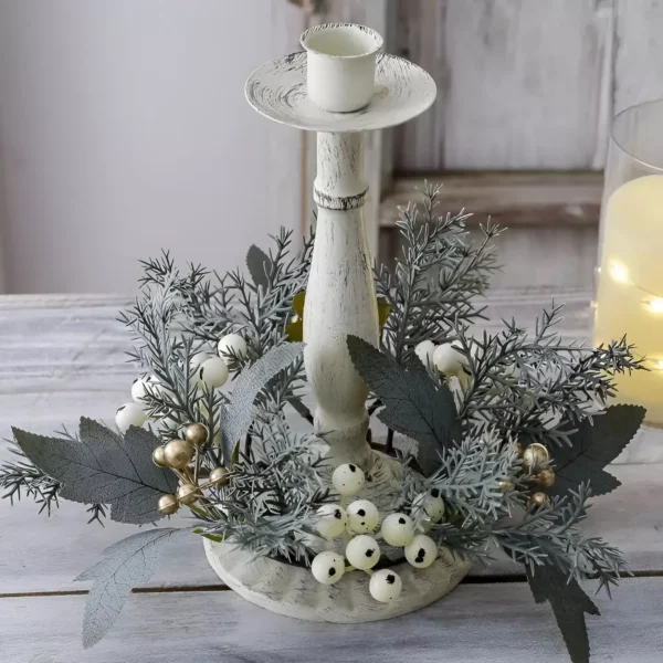 Christmas Berry & Leaf Candle Wreath - Image 6