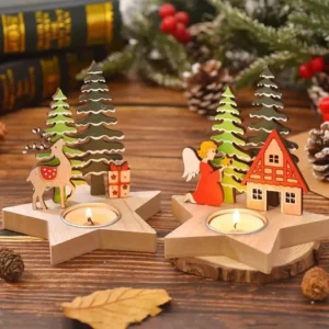 Christmas Wooden Candle Holders