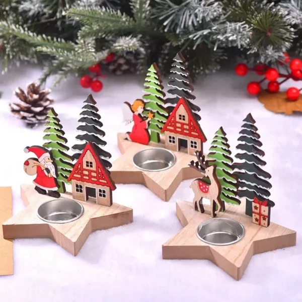 Christmas Wooden Candle Holders - Image 4