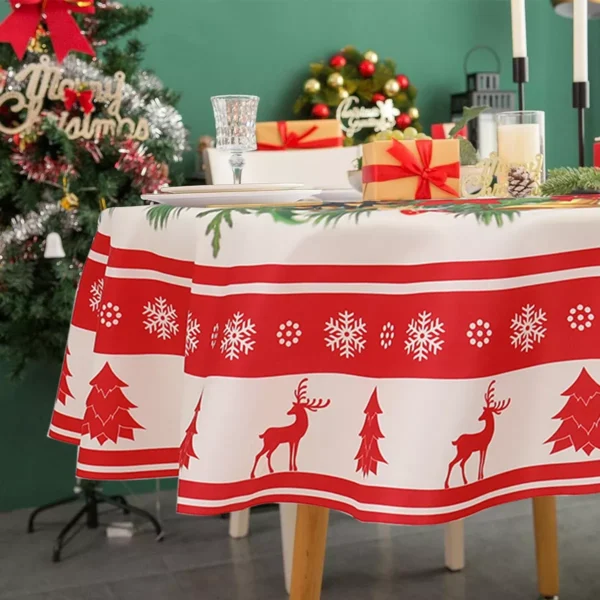 Festive 60-Inch Round Christmas Tablecloth - Image 6