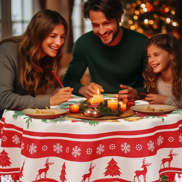 Festive 60-Inch Round Christmas Tablecloth - Image 7