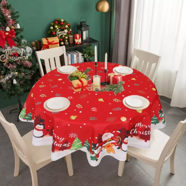 Festive 60-Inch Round Christmas Tablecloth - Image 2