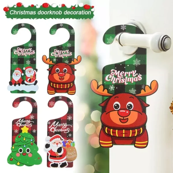Festive Wooden Door Handle Ornaments - Image 2