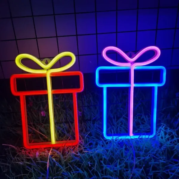 Festive Christmas Gift Box LED Neon Sign - Image 4