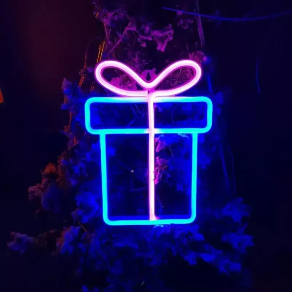 Festive Christmas Gift Box LED Neon Sign - Image 5