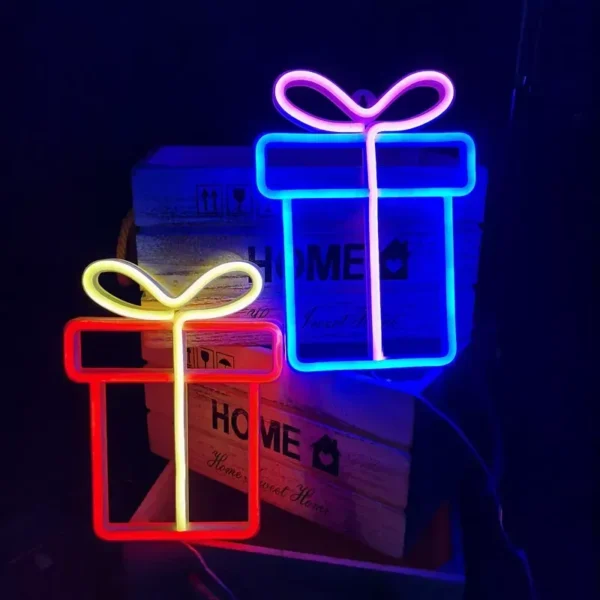 Festive Christmas Gift Box LED Neon Sign - Image 3