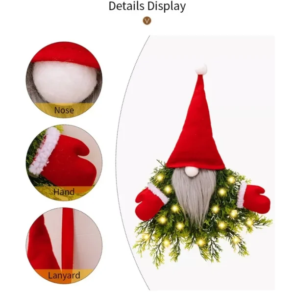 Christmas Gnome Wreath with Lights - Image 4