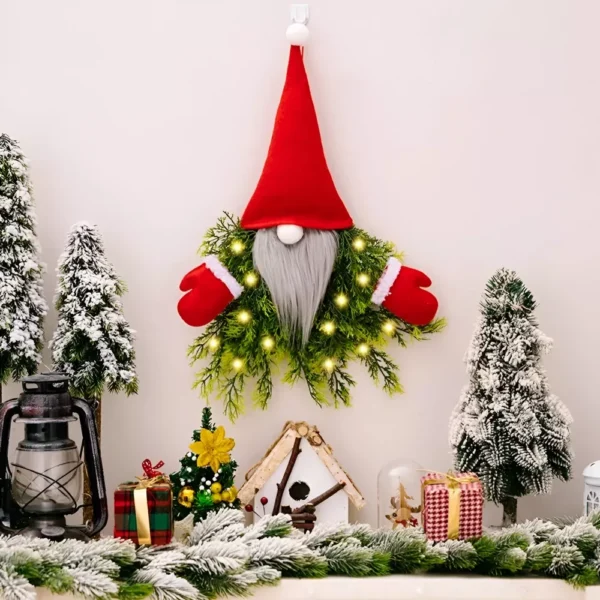 Christmas Gnome Wreath with Lights - Image 3