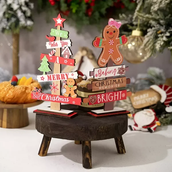 Wooden Gingerbread Man Christmas Tree Sign - Image 4