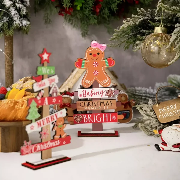 Wooden Gingerbread Man Christmas Tree Sign - Image 3