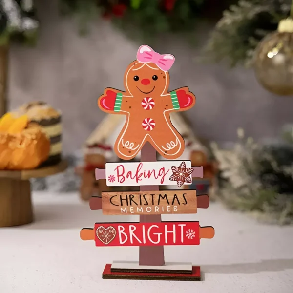 Wooden Gingerbread Man Christmas Tree Sign - Image 2