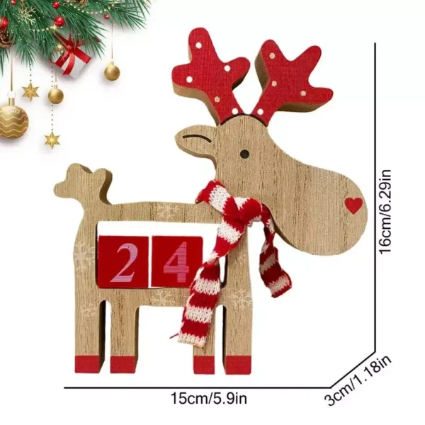 Christmas Wooden Countdown Calendar with Elk Design - Image 7