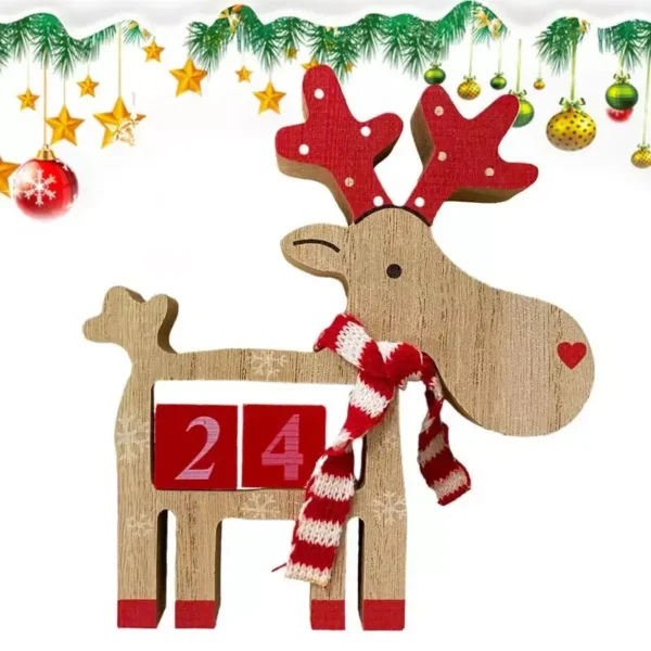 Christmas Wooden Countdown Calendar with Elk Design - Image 6