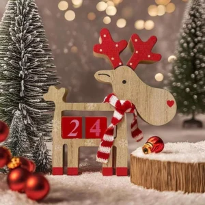 Christmas Wooden Countdown Calendar with Elk Design