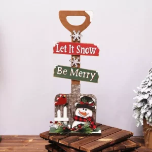 Christmas Wooden House Mailbox & Shovel Decoration