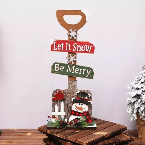 Christmas Wooden House Mailbox & Shovel Decoration