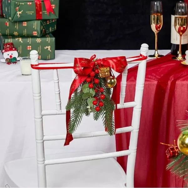 Christmas Chair Back Pine Needle Wreath Cover