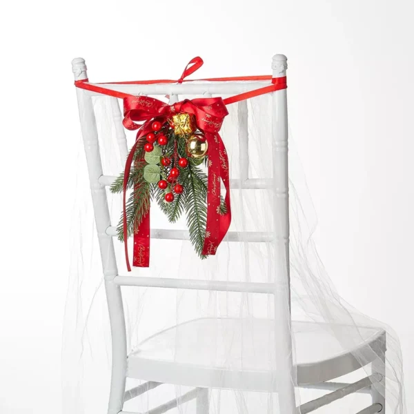 Christmas Chair Back Pine Needle Wreath Cover - Image 4