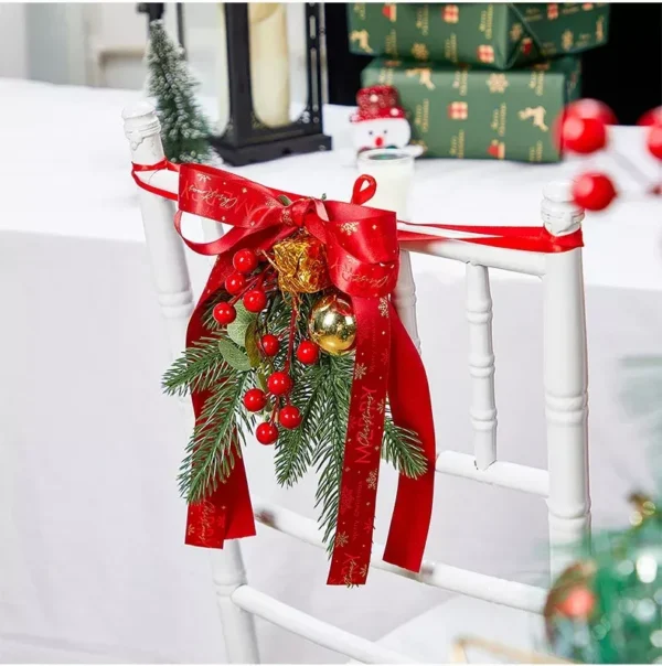 Christmas Chair Back Pine Needle Wreath Cover - Image 2