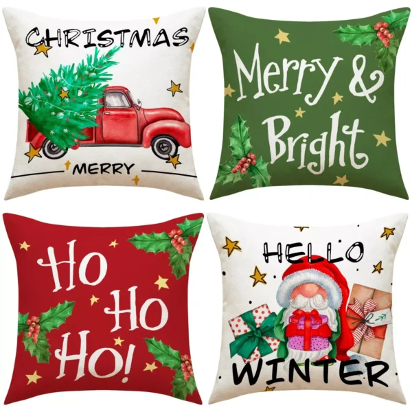 Festive 4-Pack Christmas Cushion Covers - Image 4