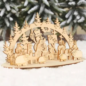 Elegant Wooden Nativity Scene Decoration