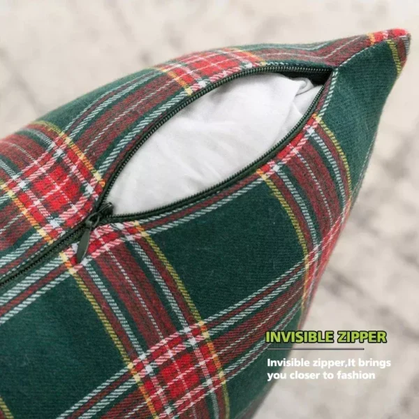 Festive Christmas Plaid Cushion Cover - Image 6