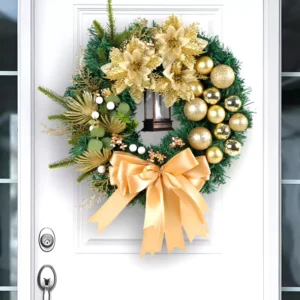 Elegant Gold Ball Flower Christmas Wreath