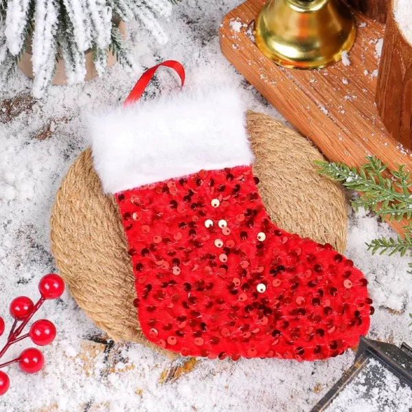 Festive Sequin Christmas Tree Stocking Socks - Image 5