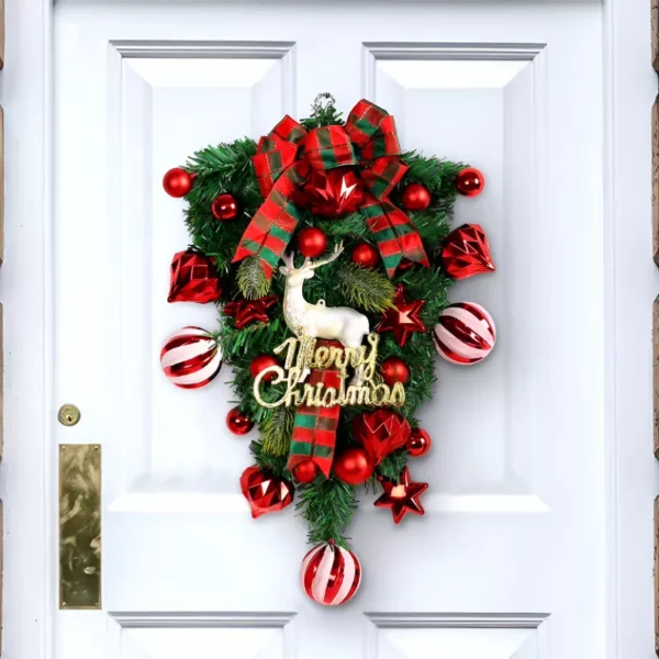 Festive Christmas Wreath with Deer and Red Bow - Image 4