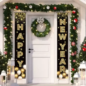 Black and Gold Happy New Year Door Banner